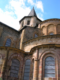 Exterior of the abbey of St. Foy at Conques. 